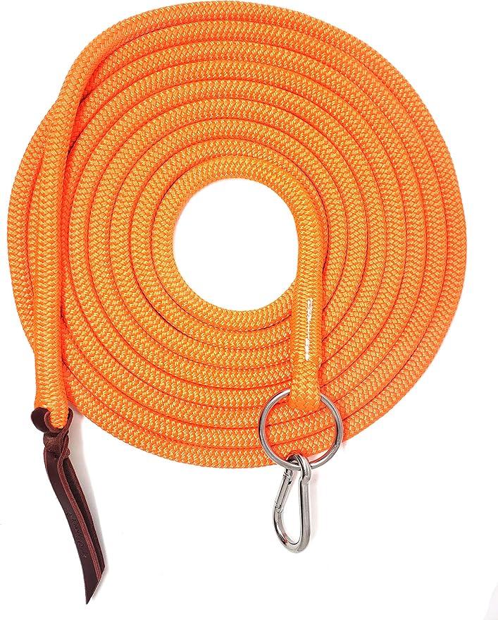 22' Long Line with SS O Ring and Carabiner (Neon Orange)