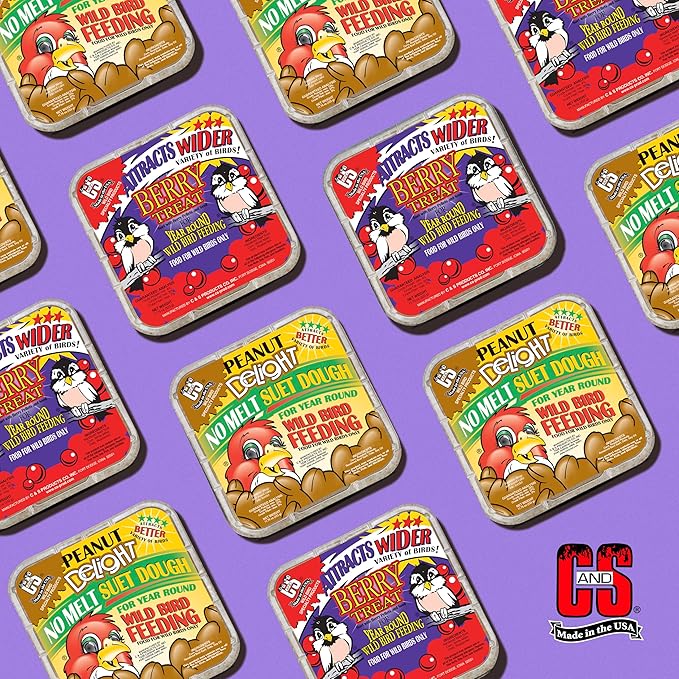 C&S Suet Variety Value Pack, Peanut Delight Dough & Berry Treat 24 Pack